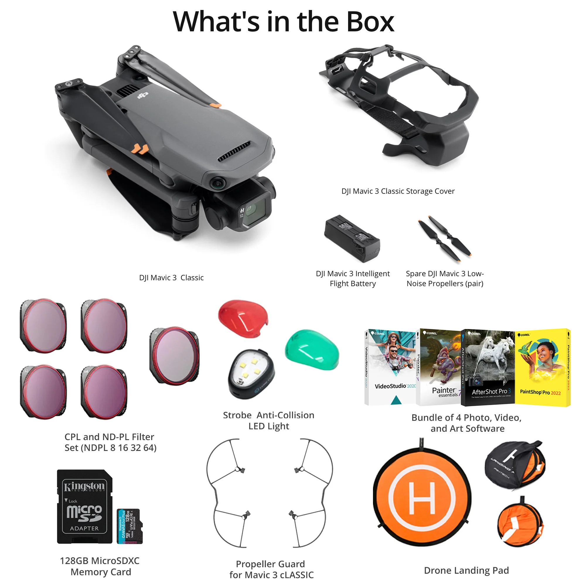 DJI Mavic 3 Classic Complete Bundle with 128GB MicroSD, Filters, Case and Accessories - Image 6