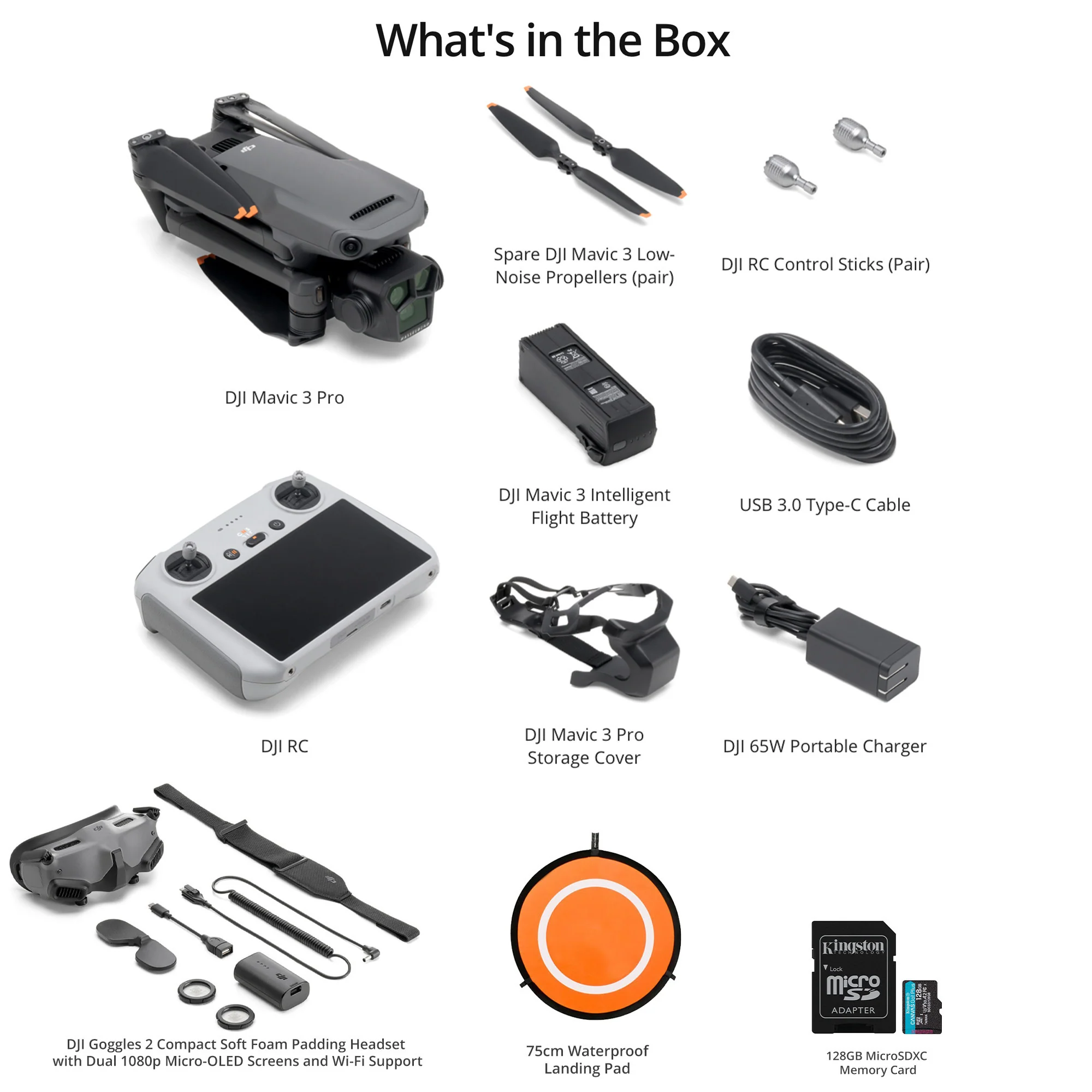 DJI Mavic 3 Pro Drone with DJI RC, Goggles 2, 128GB Memory Card and Landing Pad Bundle - Image 2