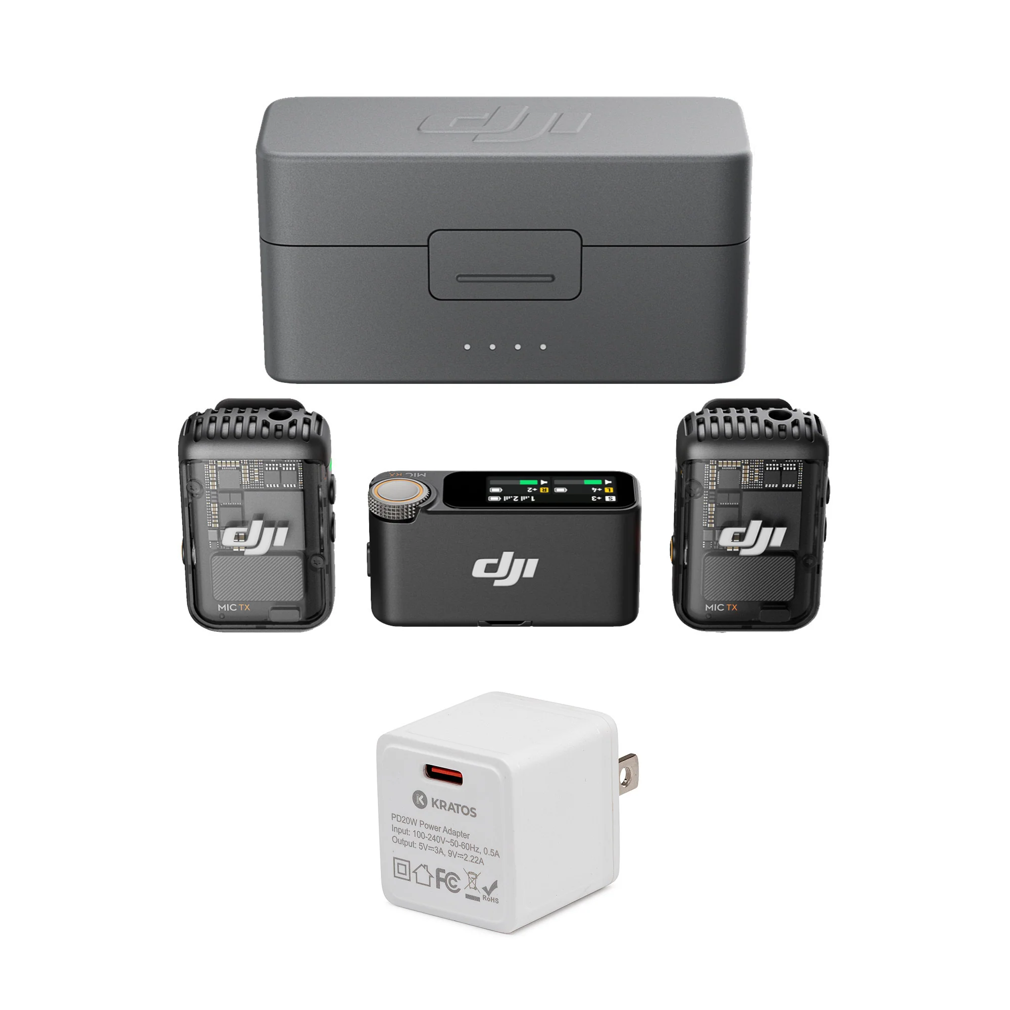 DJI Mic 2 - Professional Audio System (2 TX + 1 RX + Charging Case) with Accessories Bundle
