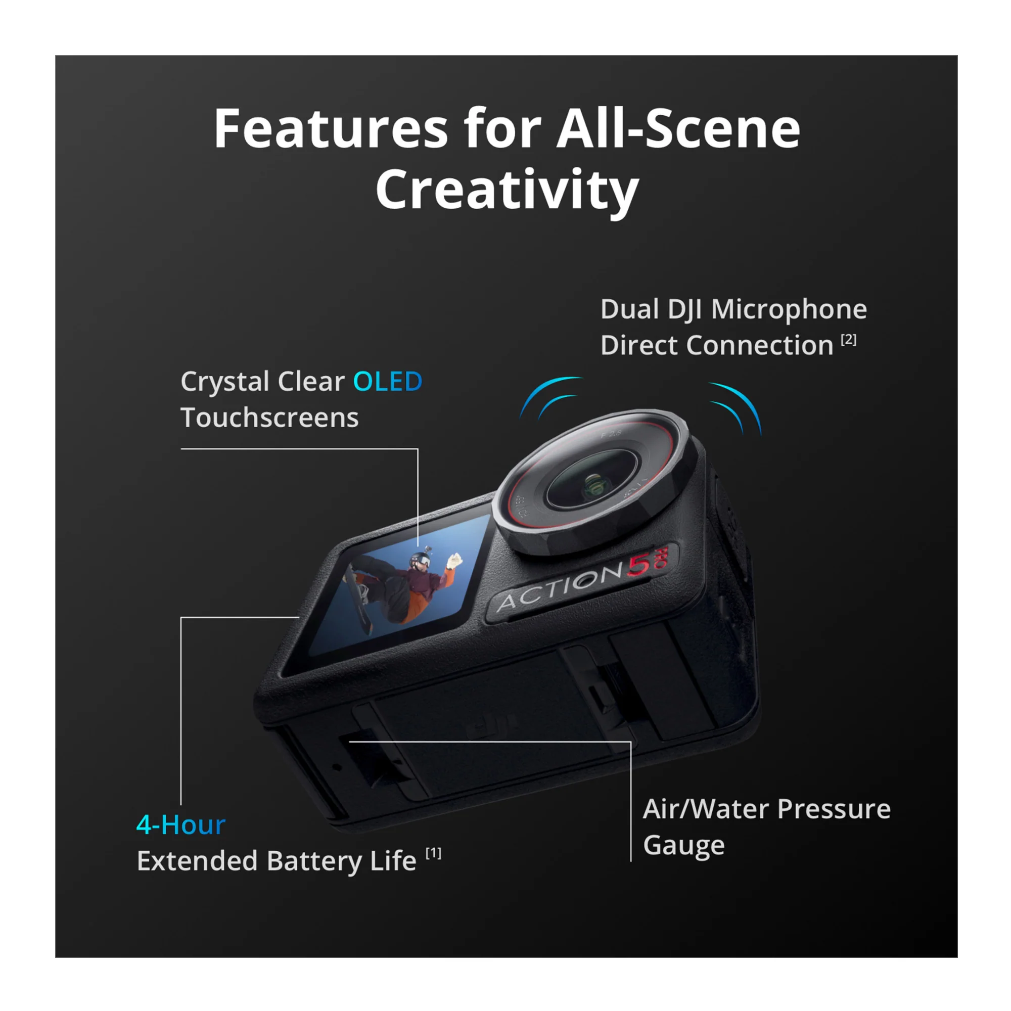 DJI Osmo Action 5 Pro Adventure Combo with Carrying Case and 128GB SDXC MicroSD Memory Card Bundle - Image 4