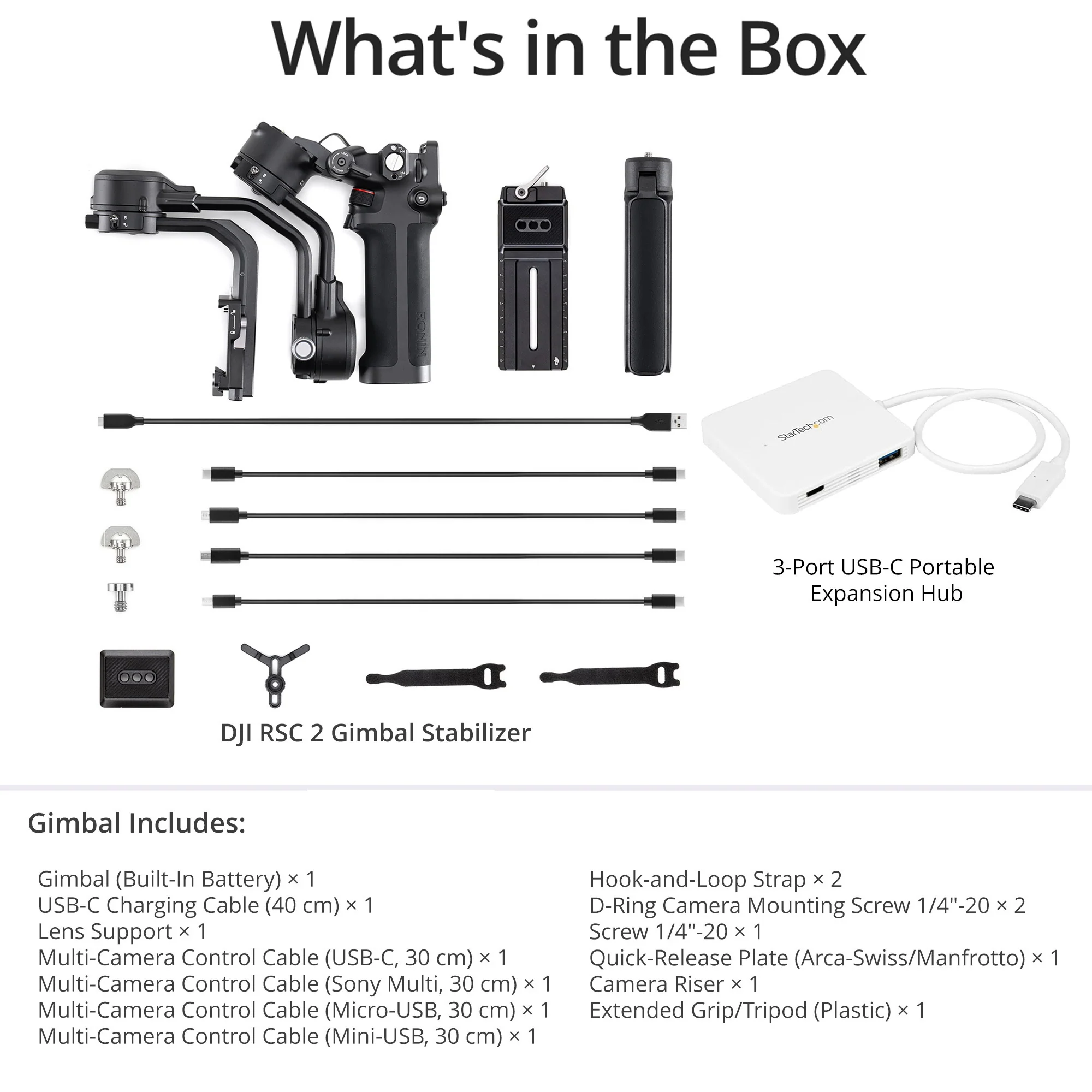 DJI Ronin-SC Handheld Gimbal Stabilizer with 3-Port USB-C Hub with Power Delivery bundle - Image 6