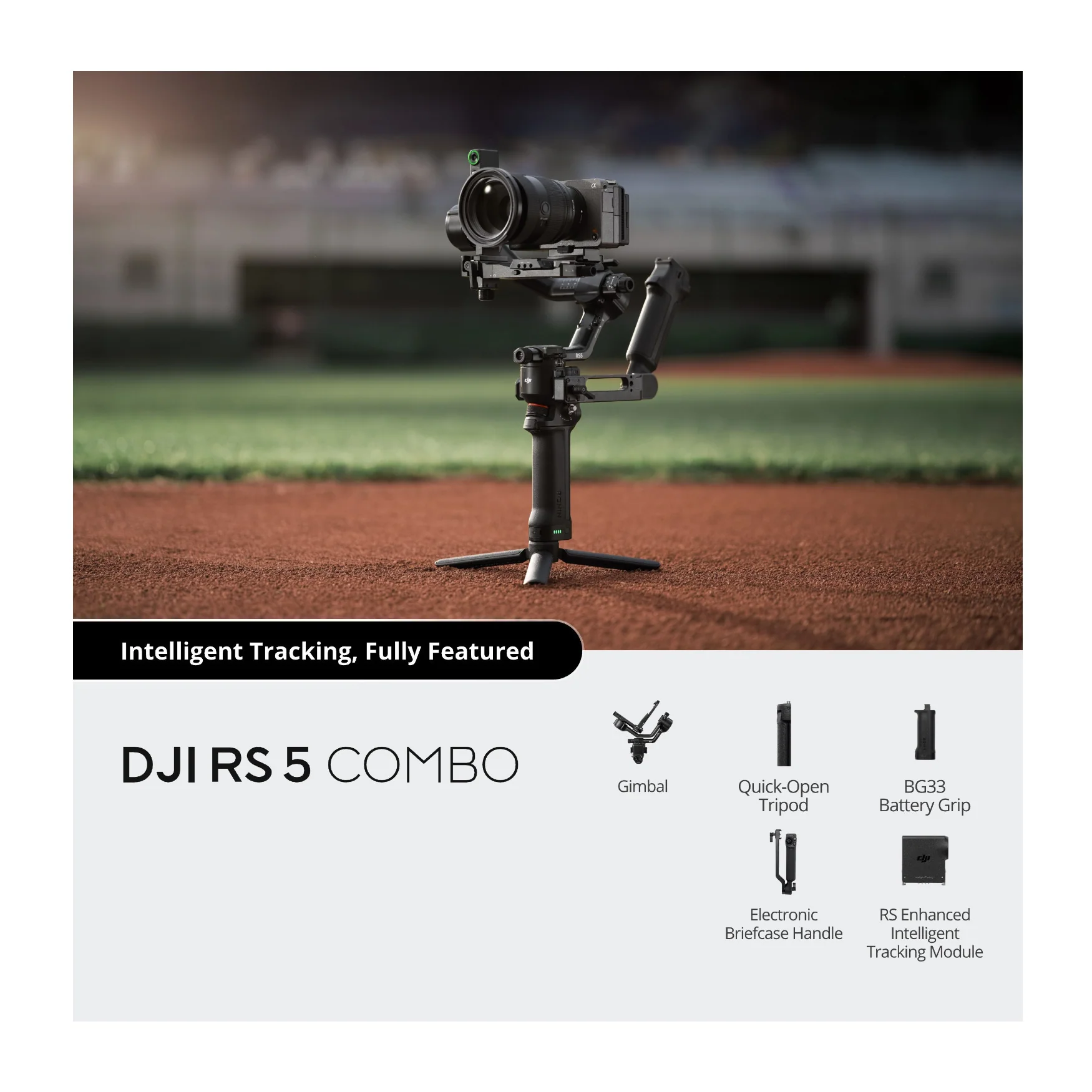 DJI RS 5 Camera Gimbal Combo Kit with AI Tracking Module & Briefcase Handle - Image 7