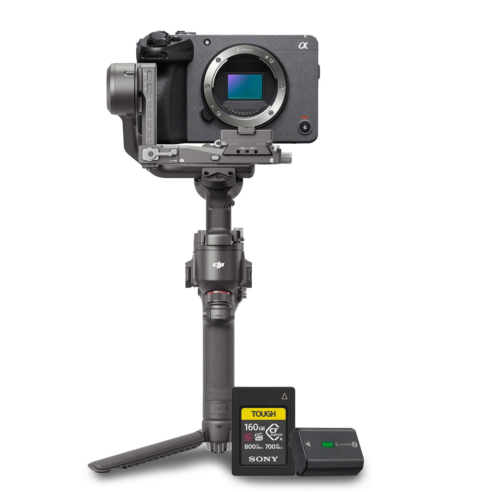 Sony Cinema Line FX30 Super 35 Camera Body with DJI RS 4, CFexpress 160GB Card and NP-FZ100 Battery