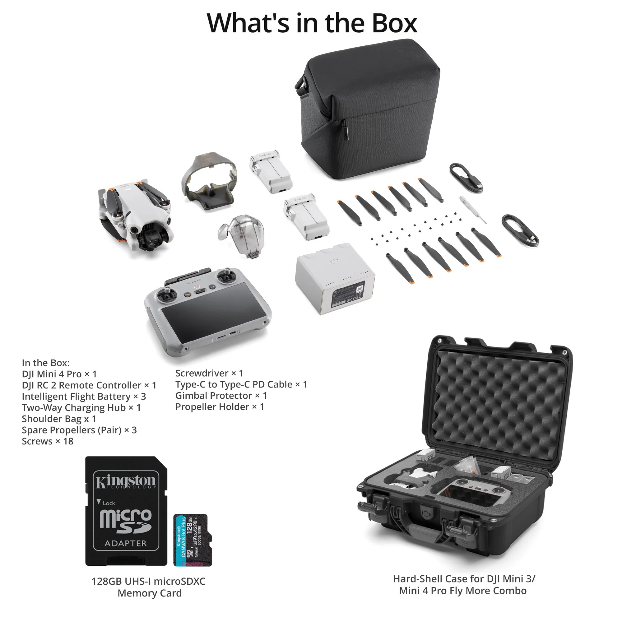 DJI Mini 4 Pro Fly More Combo (DJI RC 2) (GL) with Hard-Shell Storage Case and 128GB Memory Card - Image 6
