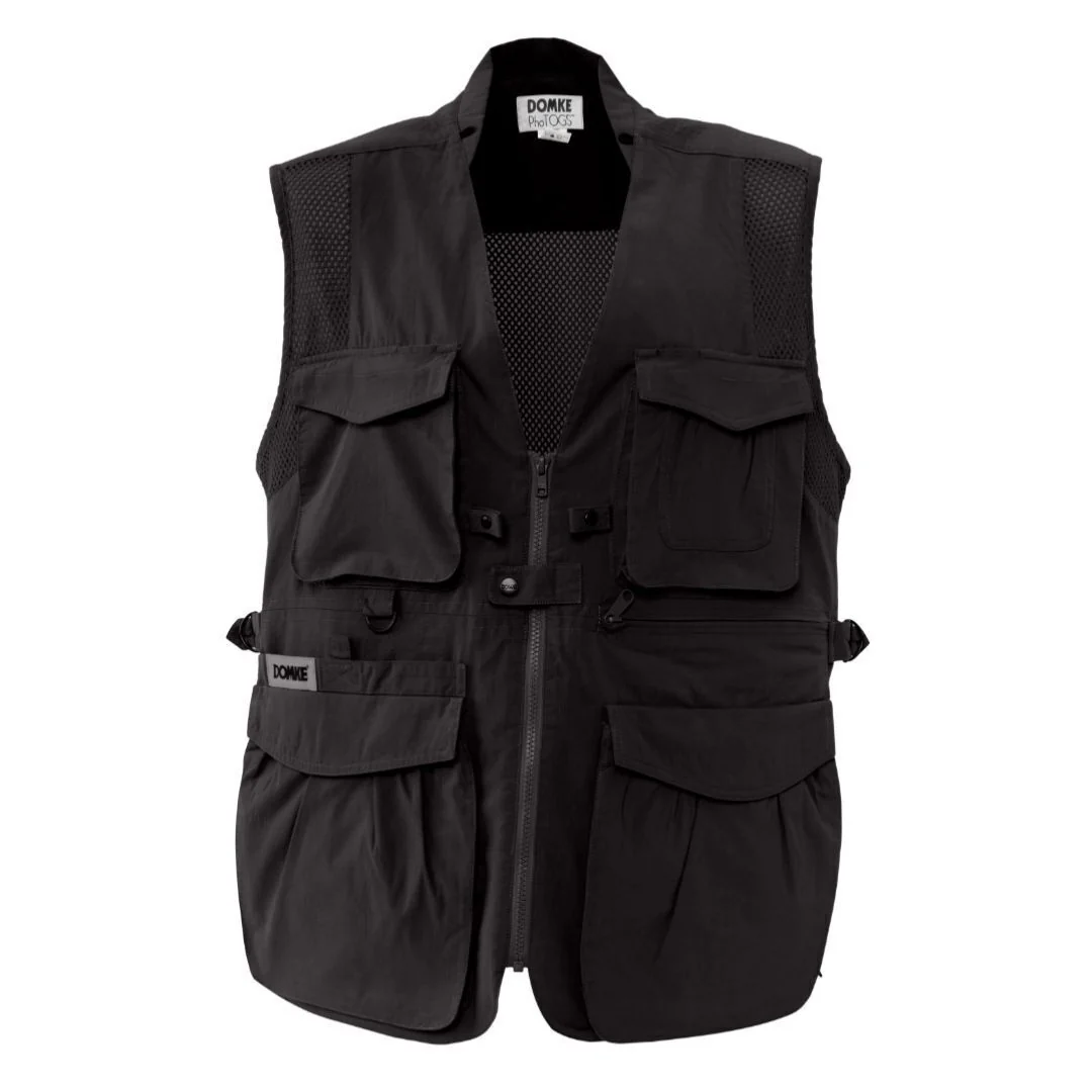 DOMKE PhoTOGS Vest with 100 Percent Cotton, 12 Pockets and Padded Collar (Black, XL Size)