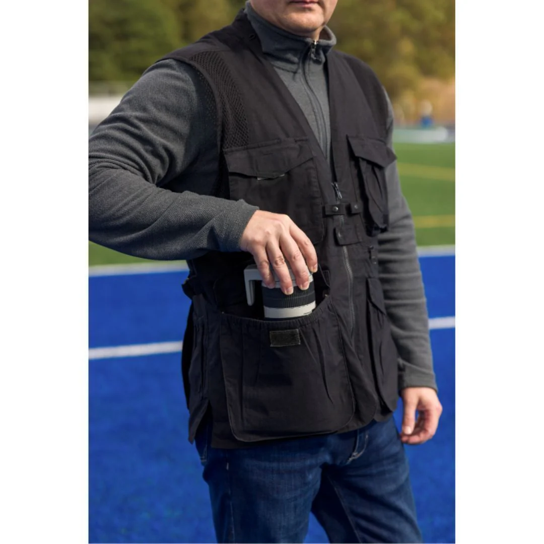 DOMKE PhoTOGS Vest with 100 Percent Cotton, 12 Pockets and Padded Collar (Black, XL Size) - Image 4