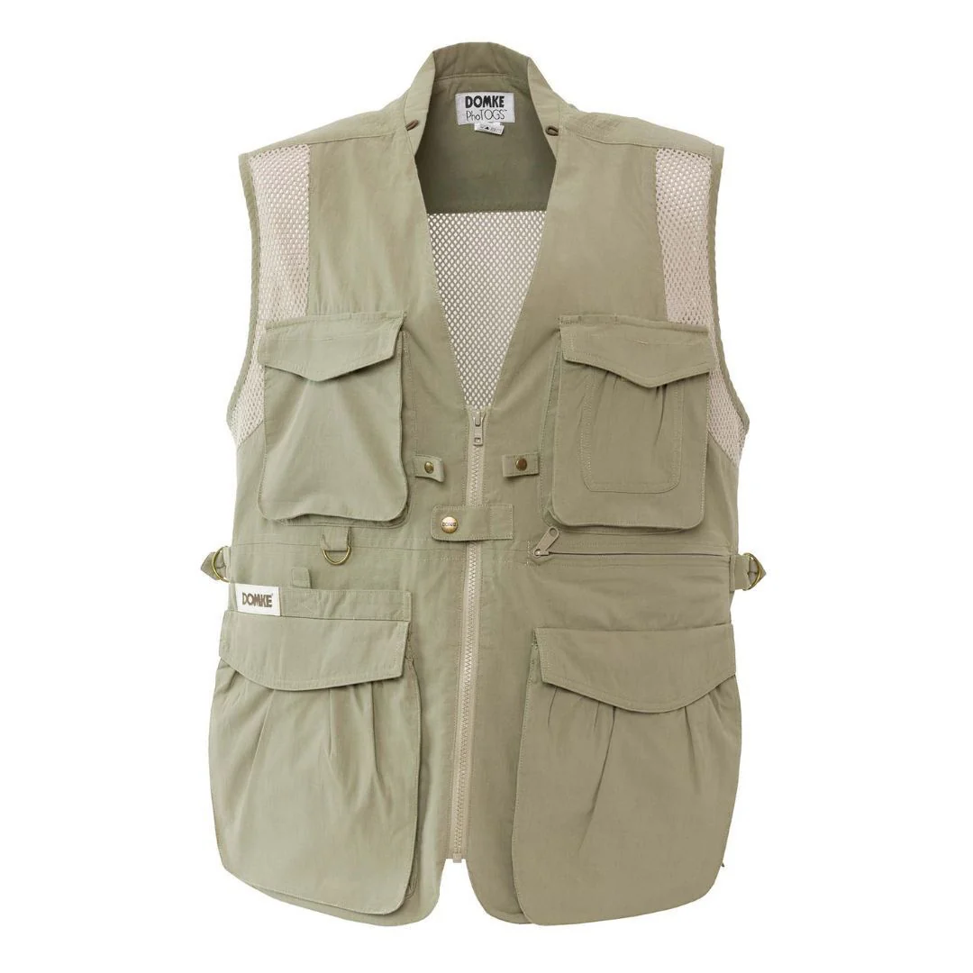 DOMKE PhoTOGS Vest with 100 Percent Cotton, 12 Pockets and Padded Collar (Sand, Medium Size)