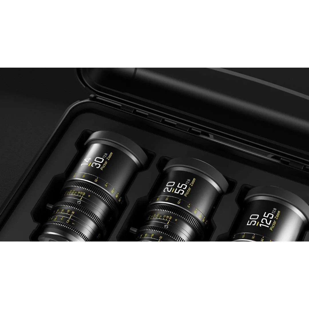 DZOFilm Pictor T2.8 Super35 Zoom 3-Lens Bundle 20-55, 50-125, and 14-30mm PL and EF Mount (Black) - Image 6