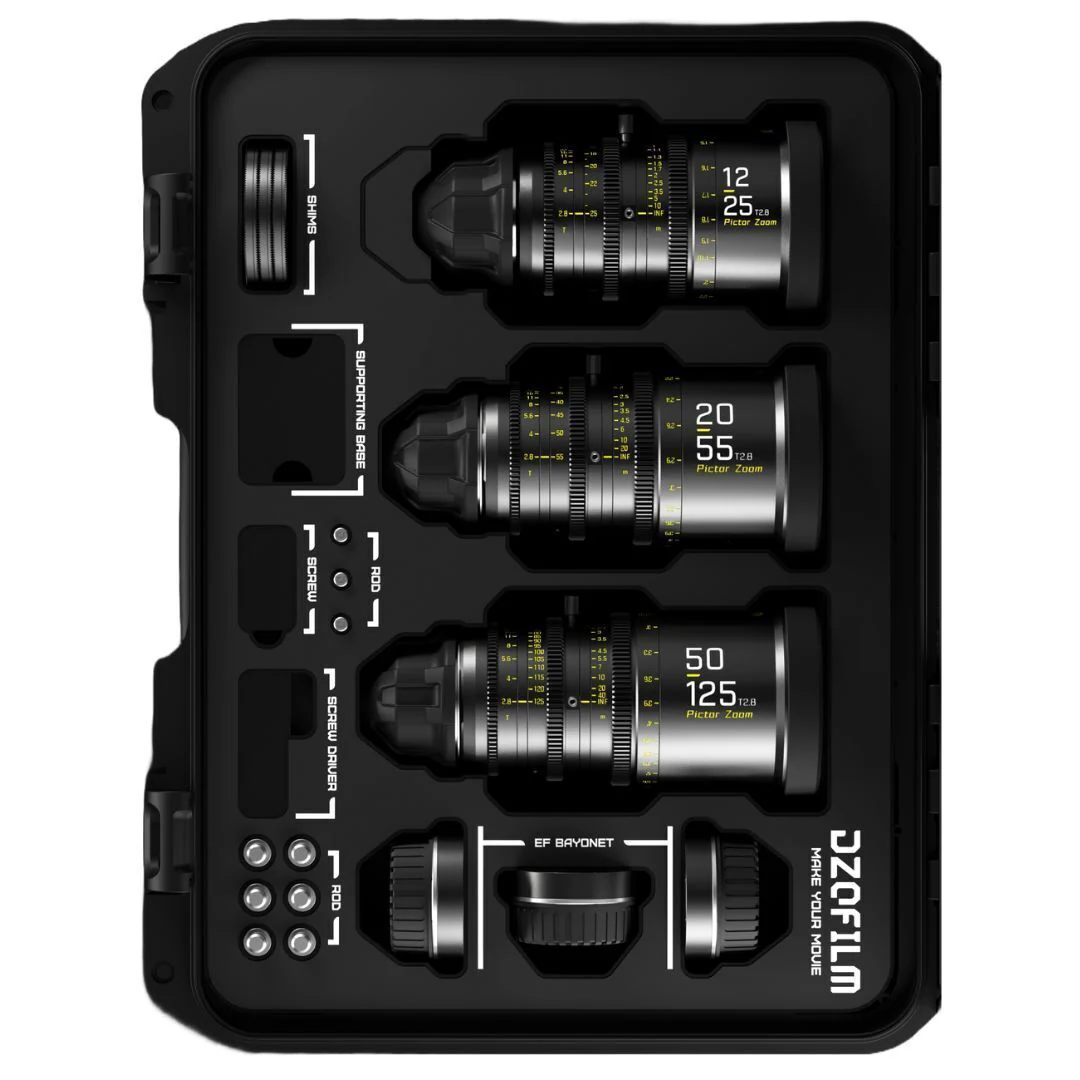 DZOFilm Pictor T2.8 Super35 Zoom 3-Lens Bundle 12-25mm, 20-55mm, 50-125mm PL and EF Mount (Black) - Image 2