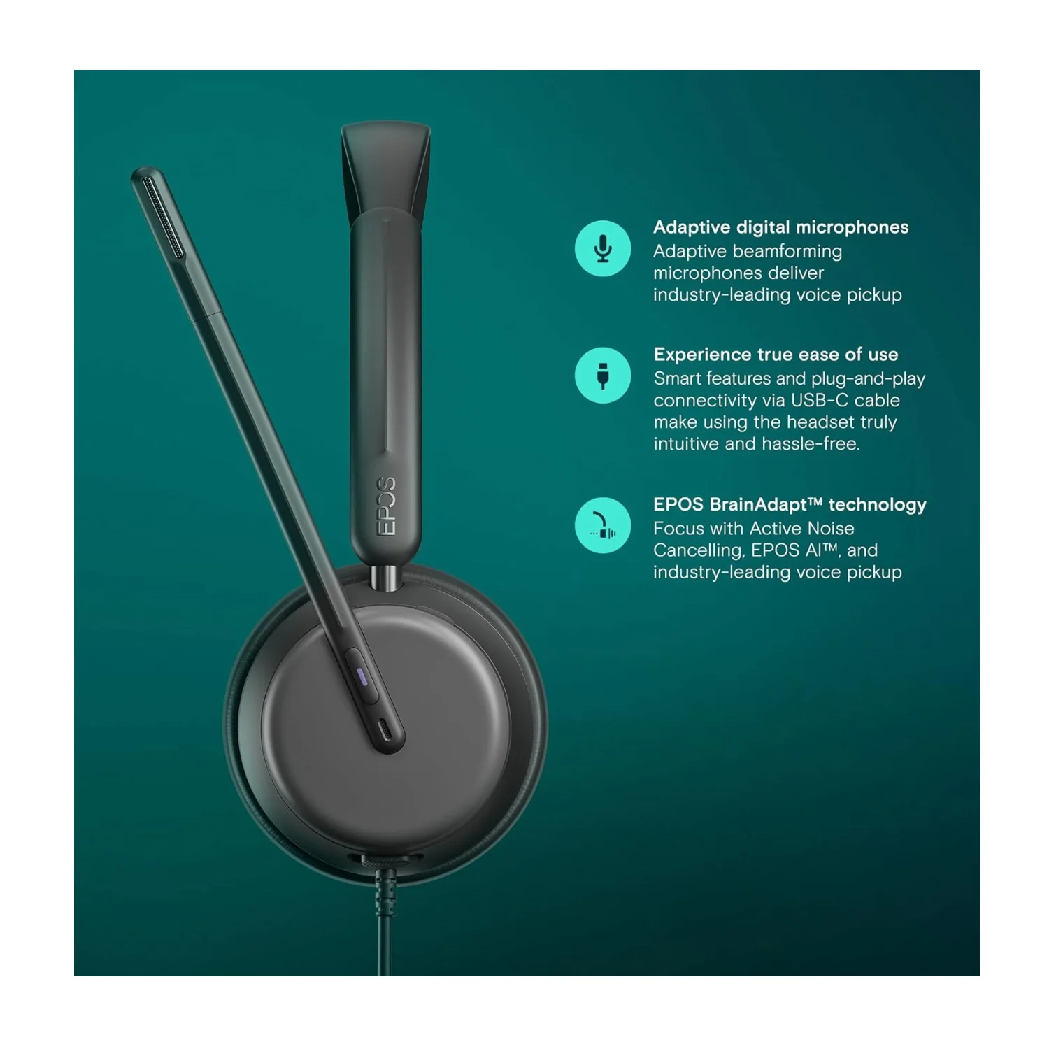 EPOS Impact 860T ANC Dual-Sided Wired Headset - Image 3