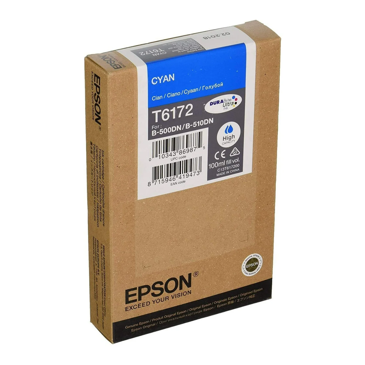Epson T617 DURABrite High Capacity Quick-Drying Ink Cartridge (Cyan, 100ml)