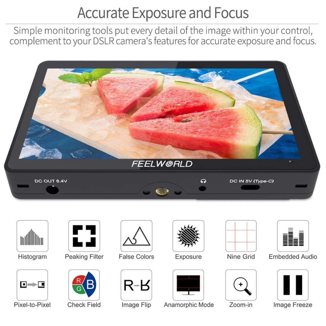FeelWorld F5 Pro V4 6-Inch On-Camera Monitor with 4K Support and Tilt Arm - Image 6