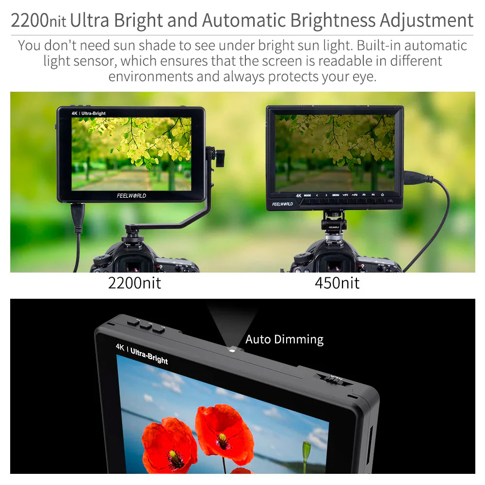 FeelWorld LUT7S 7-Inch 3D LUT 4K HDMI and SDI Monitor with Photography Cleaning Kit Bundle - Image 3