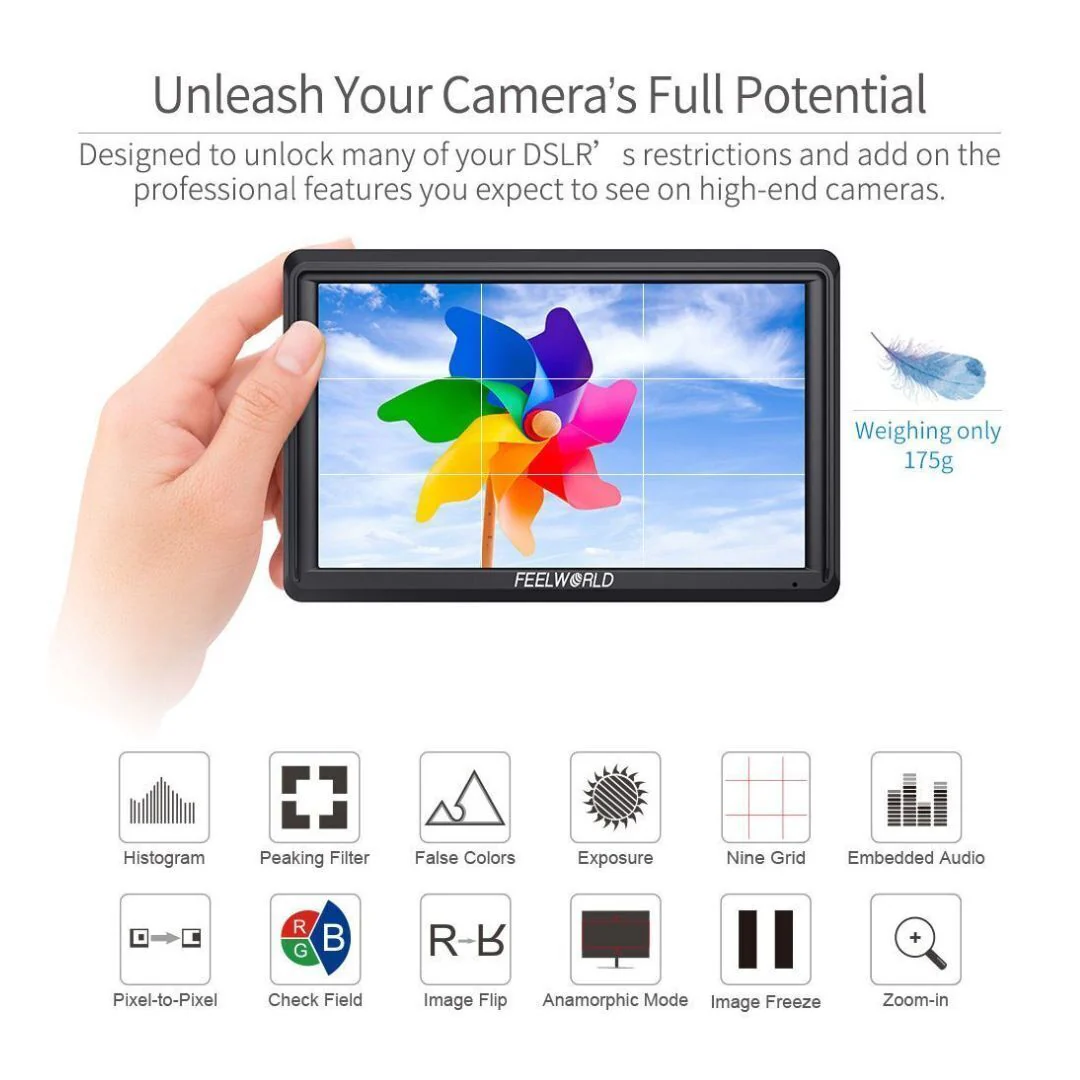 FeelWorld S55 V2 5.5-Inch Camera DSLR Field Monitor with 4K HDMI Input and Output Without Delay - Image 2