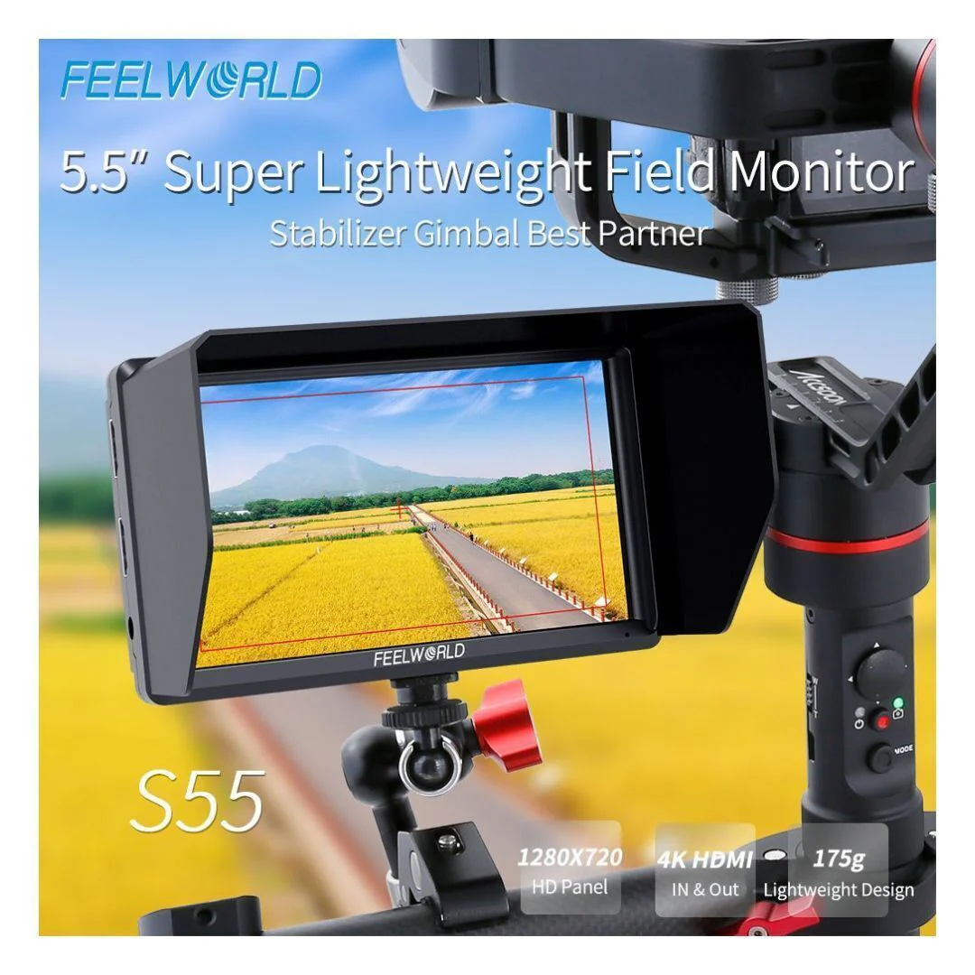 FeelWorld S55 V2 5.5-Inch Camera DSLR Field Monitor with 4K HDMI Input and Output Without Delay - Image 3