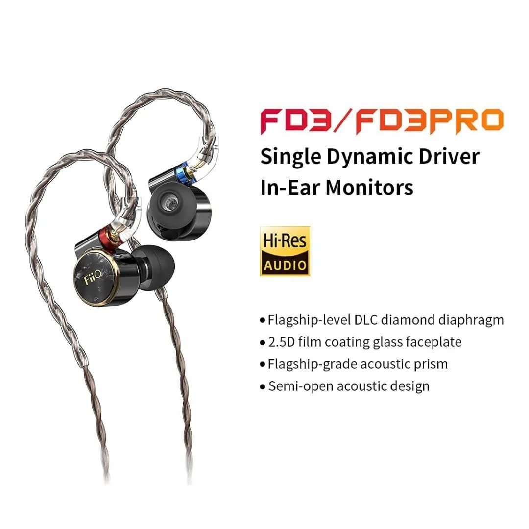 FiiO FIIOFD3PRO Dynamic In-Ear Monitor Earphones - Dlc Driver & Cable Set - Image 2