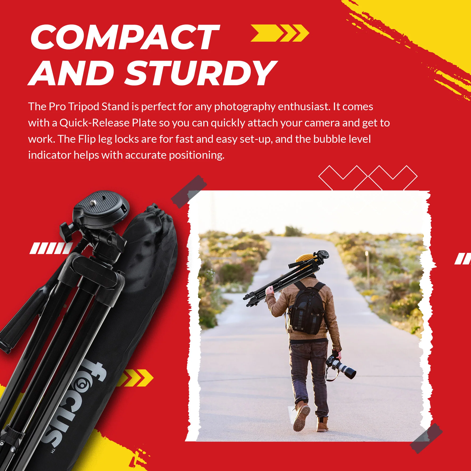 Focus Camera Travel DSLR Camera 59" Tripod Stand With Bag And Rechargeable Batteries - Image 4