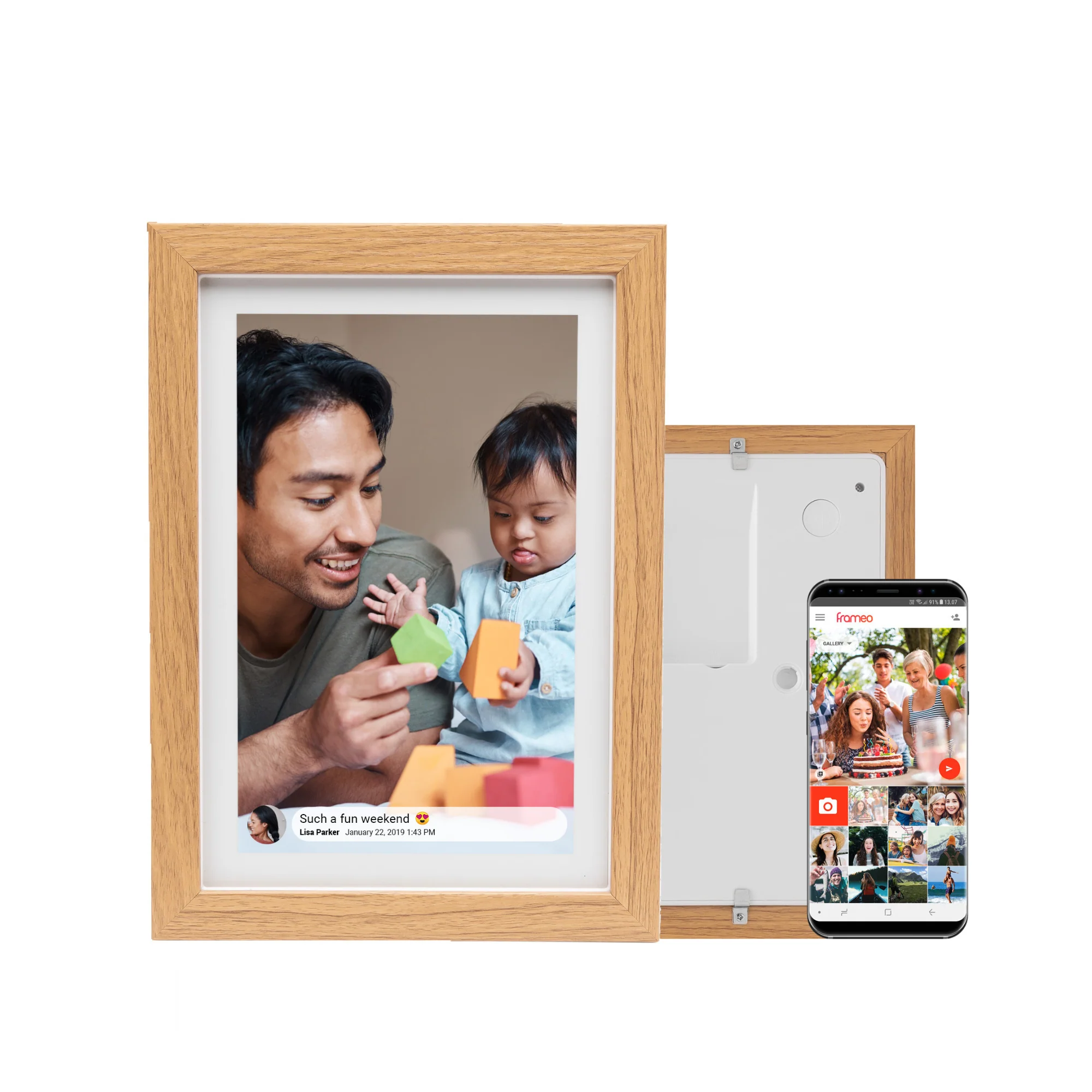 Koah Smart Wi-Fi 10.1" Digital Photo Frame with FRAMEO, (8GB, Brown Wood) - Image 8