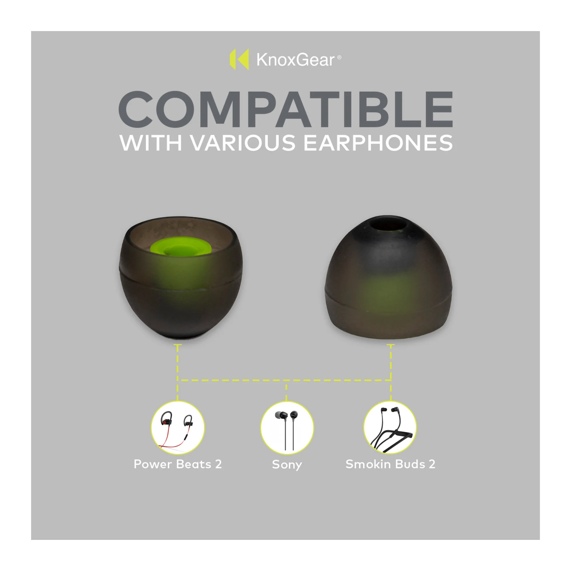 Knox Gear Silicone Earbud Replacement Tips for In-Ear Headphones (Black, 6-pack) - Image 3