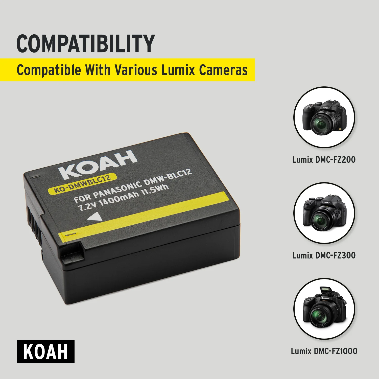 Koah PRO Panasonic DMW-BLC12 Rechargeable Replacement 1400mAh Li-Ion Battery - Image 5