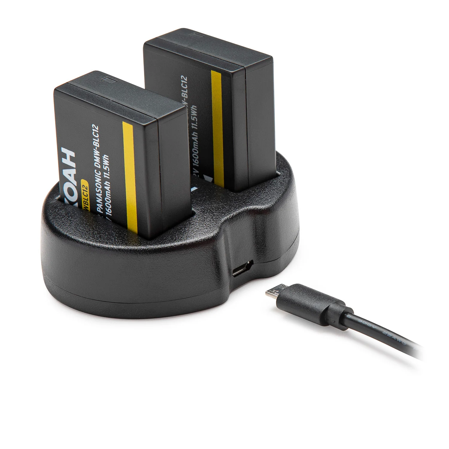 Koah 1600mAh Li-ion Battery for Panasonic DMW-BLC12 (2-pack) with Dual Charger