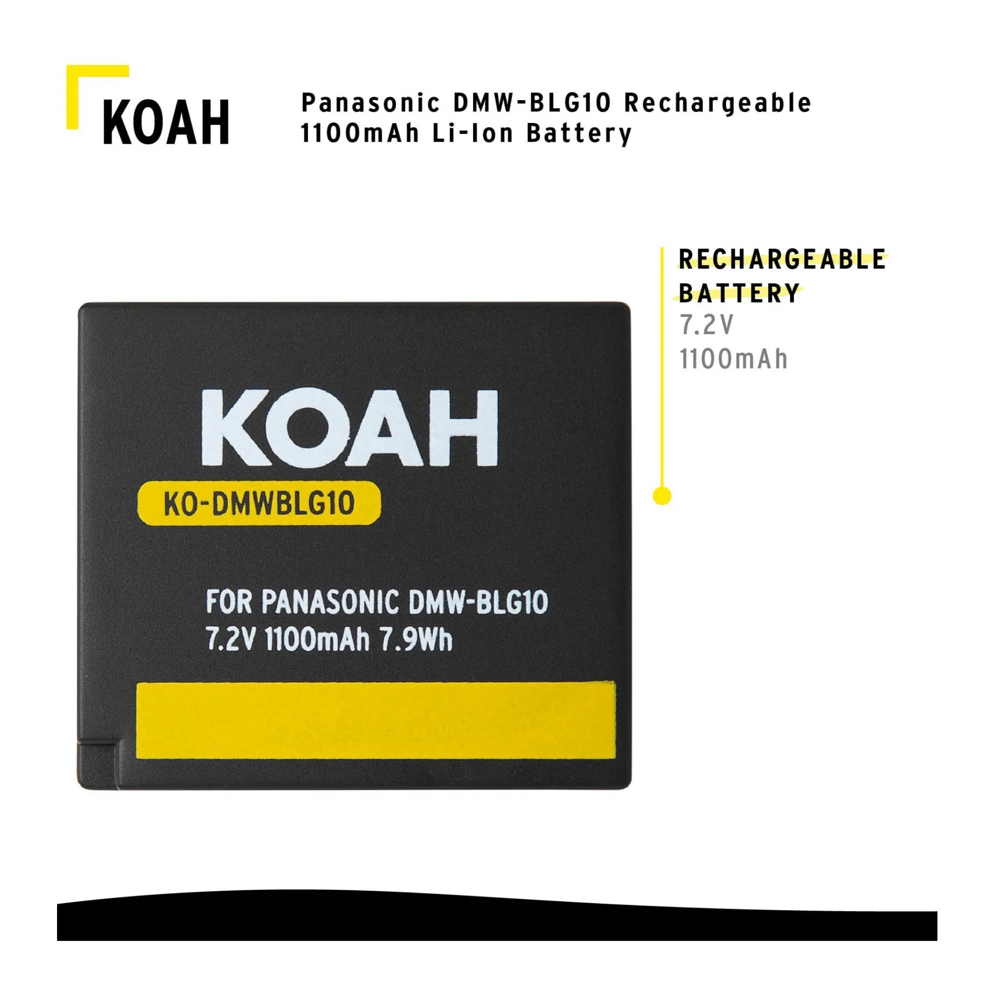 Koah PRO Panasonic DMW-BLG10 Rechargeable Replacement 1100mAh Li-Ion Battery - Image 2