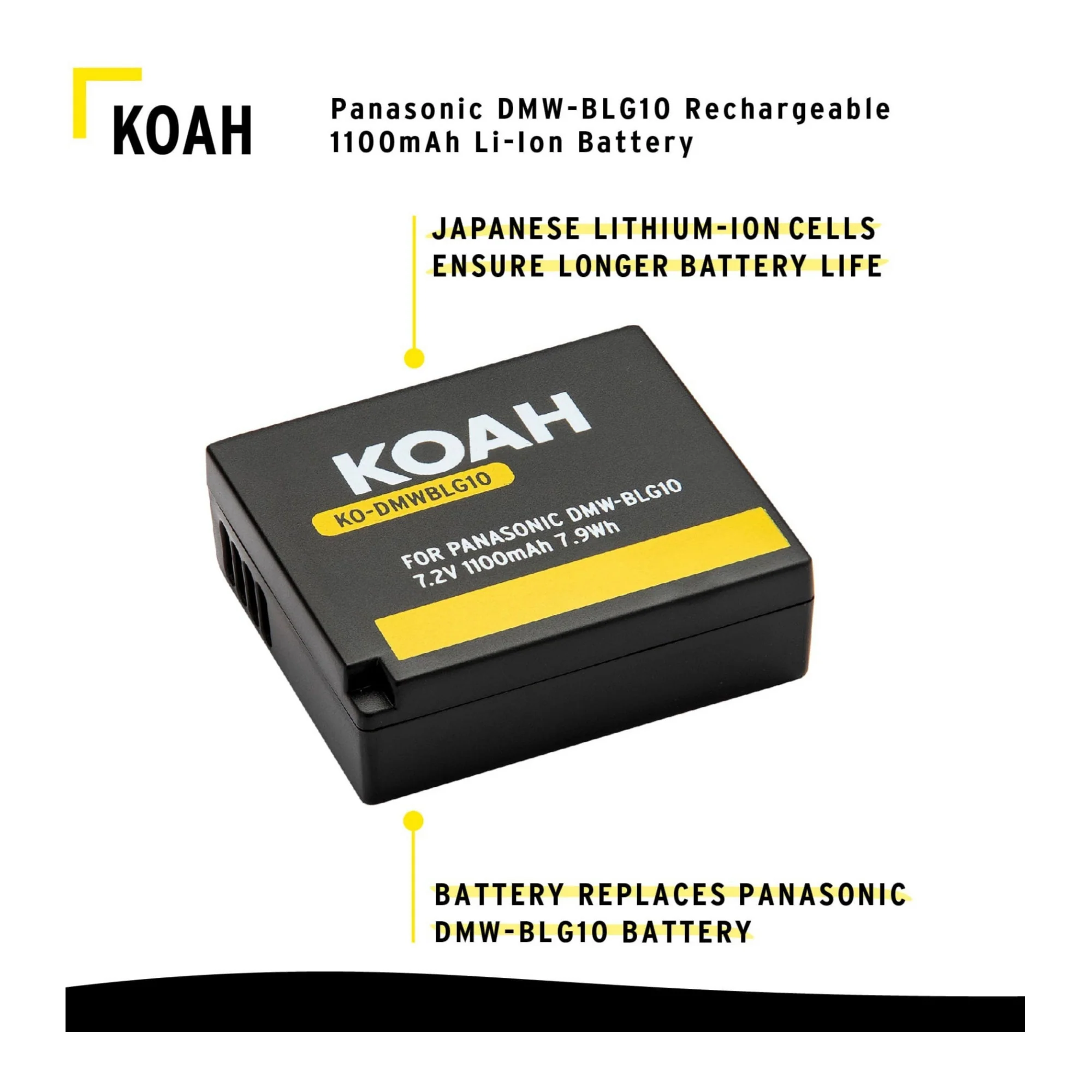 Koah PRO Panasonic DMW-BLG10 Rechargeable Replacement 1100mAh Li-Ion Battery - Image 4