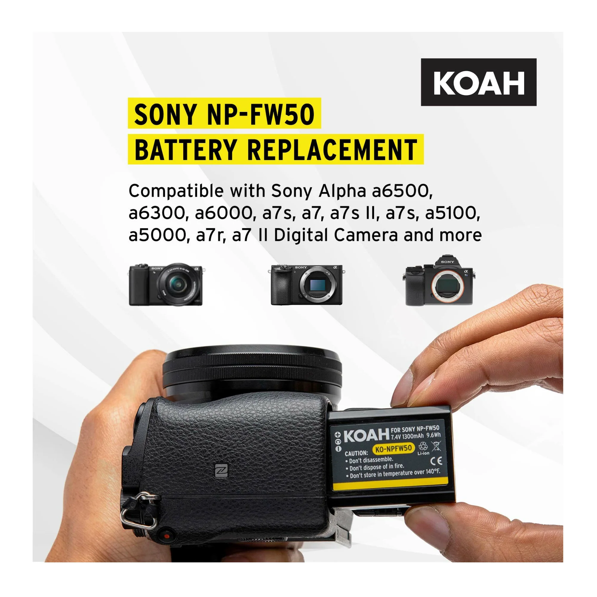 Koah PRO Rechargeable 1300mAh Battery (2-Pack) and Dual Charger for Sony NP-FW50 - Image 4