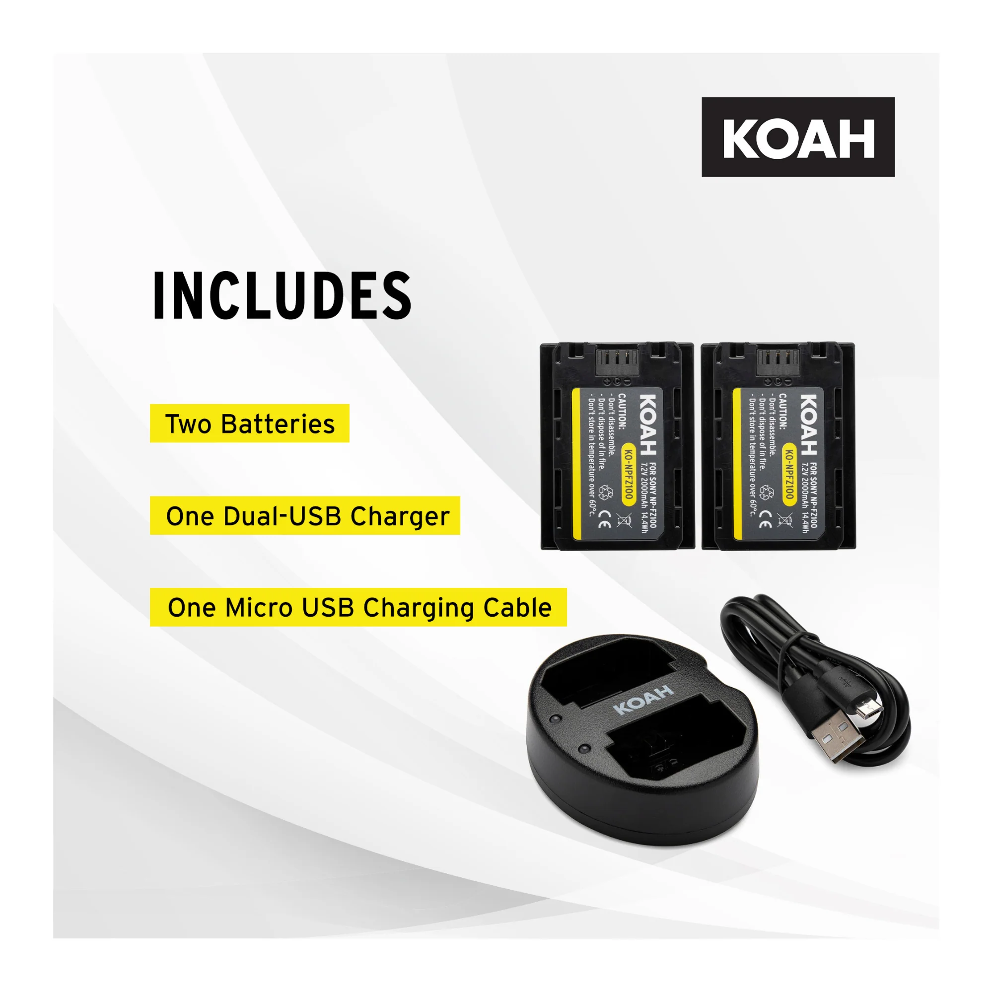 Koah PRO Sony NP-FZ100 Two-Pack Rechargeable 2000mAh Battery and Dual Charger - Image 5