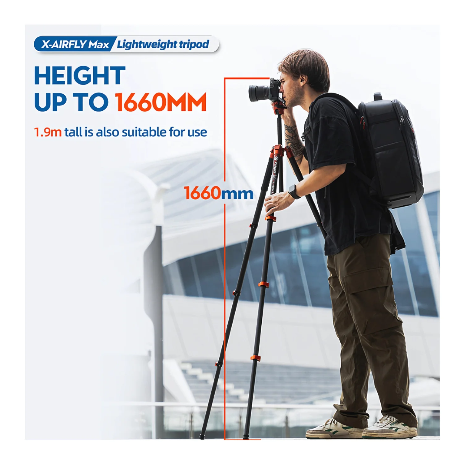 Fotopro X-Airfly Max Tripod with Detachable Monopod and Phone Holder (Orange) - Image 9