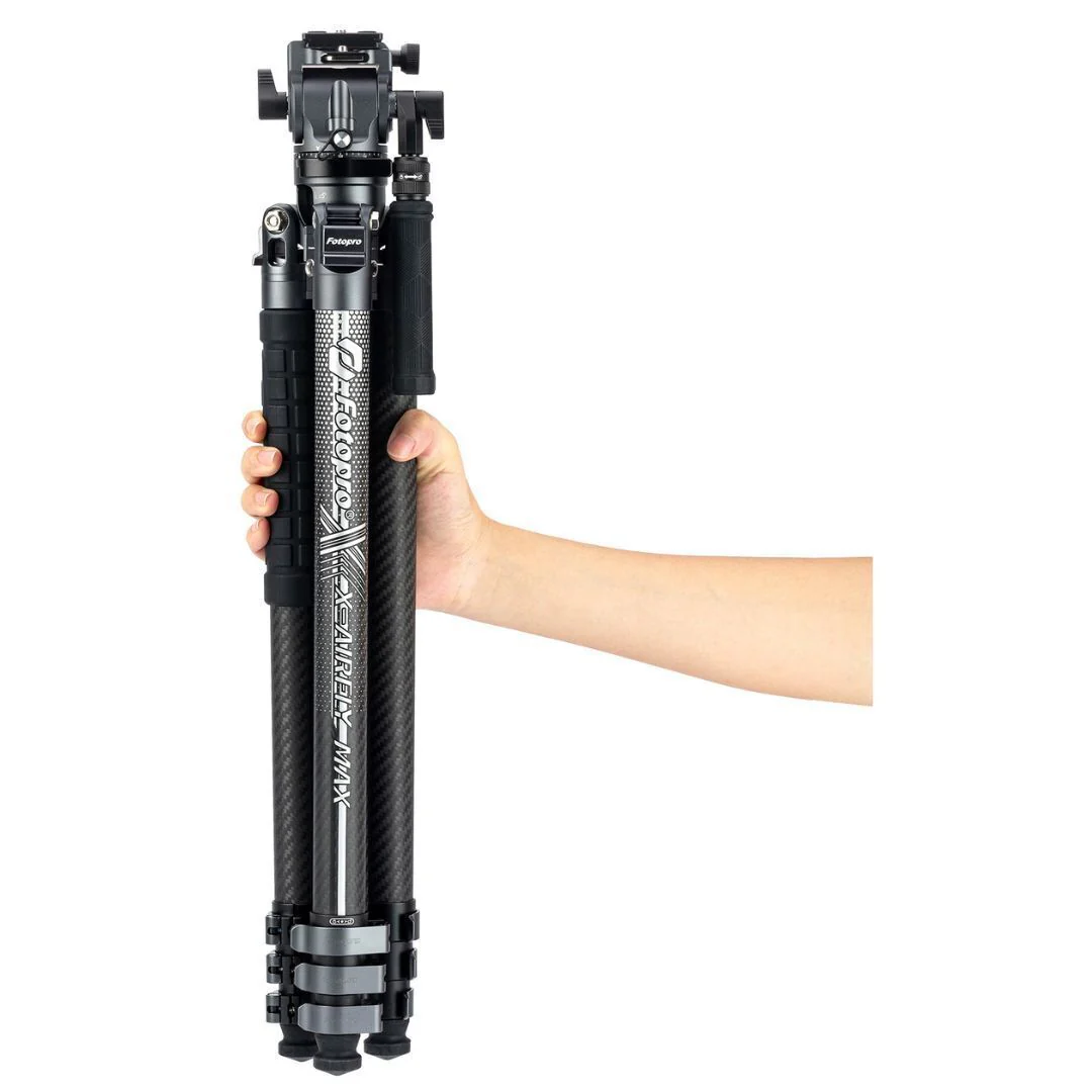 Fotopro X-Airfly Max Video Lightweight Design 2-In-1 Tripod with Flip Lock System (Gray) - Image 5