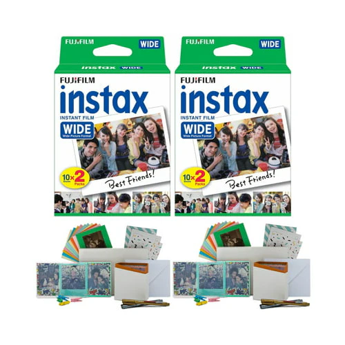 Fujifilm instax Wide Instant Film Twin Pack (40 Exposures) Bundle with PhotoBox and Acrylic Frames