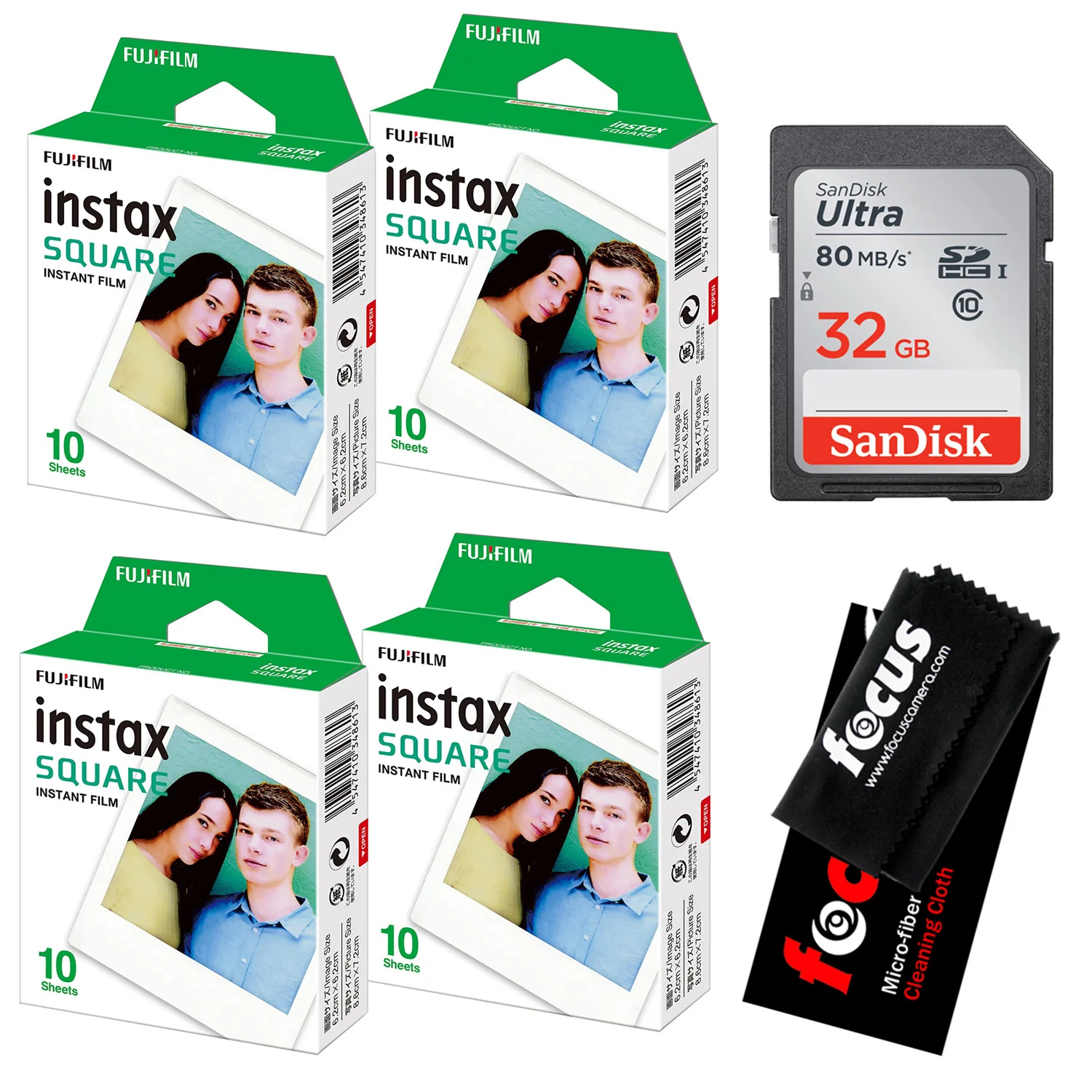 Fujifilm Instax Square Film (40 Exposures) with 32GB Memory Bundle