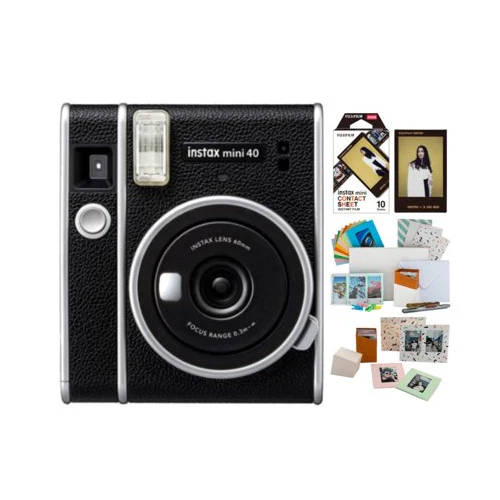 Fujifilm Instax Mini 40 Instant Film Camera with Contact Sheet Instant Film and Creative Memento Set