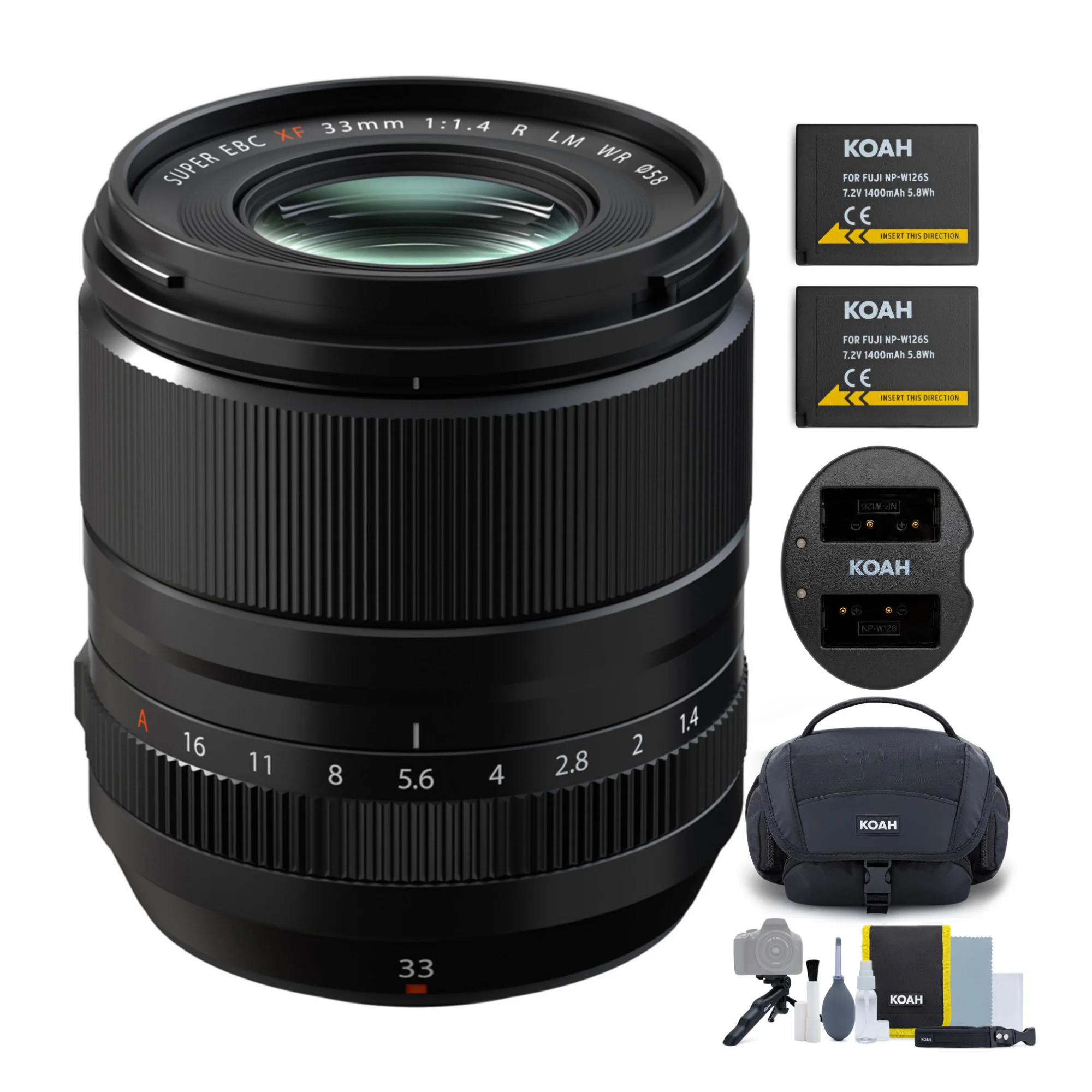 Fujifilm Fujinon XF 33mm f/1.4 R LM WR Lens with Rechargeable Batteries, Dual Charger and Gadget Bag