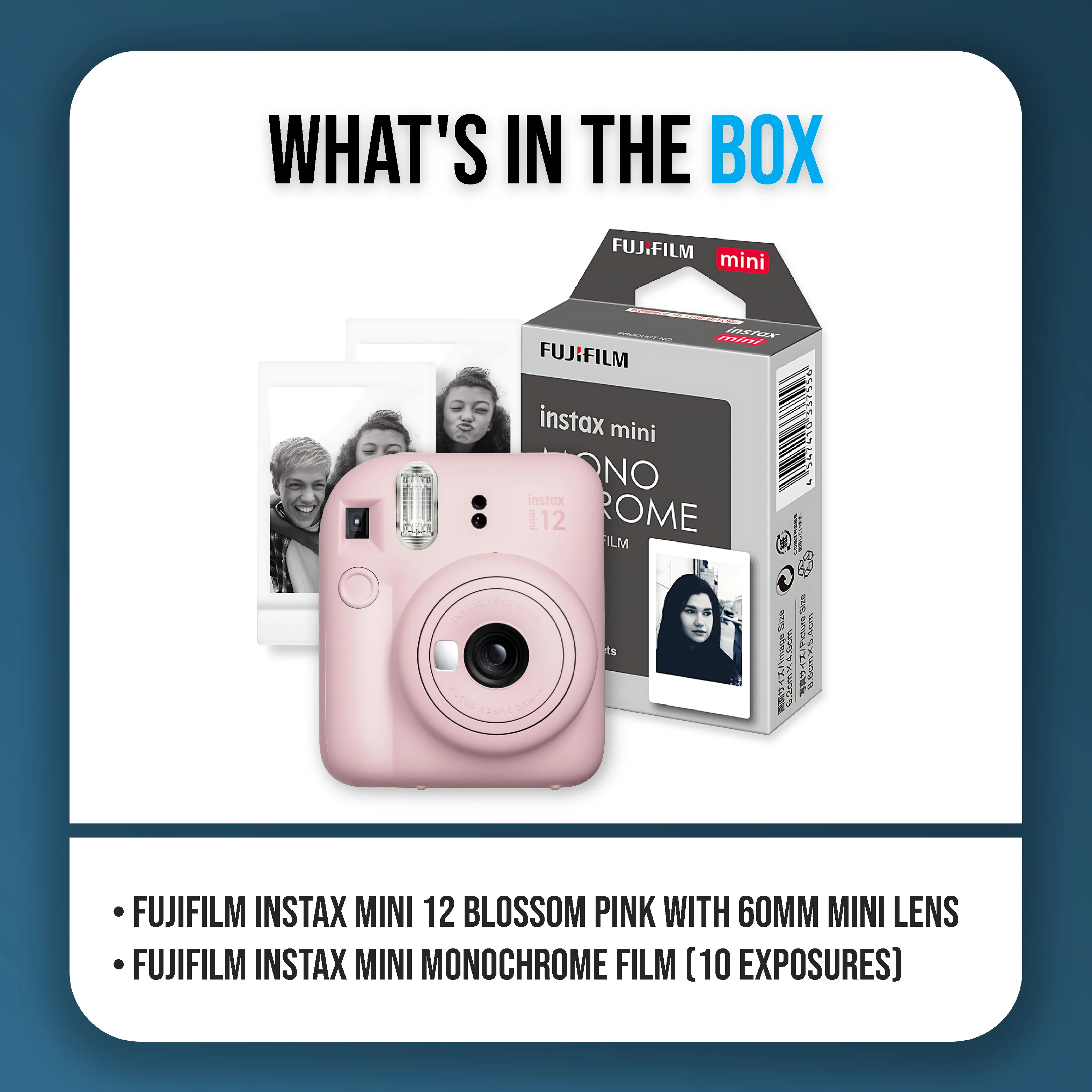 Fujifilm Instax Mini 12 Blossom Pink Bundle with 10 Monochrome Film Exposures - Image 7