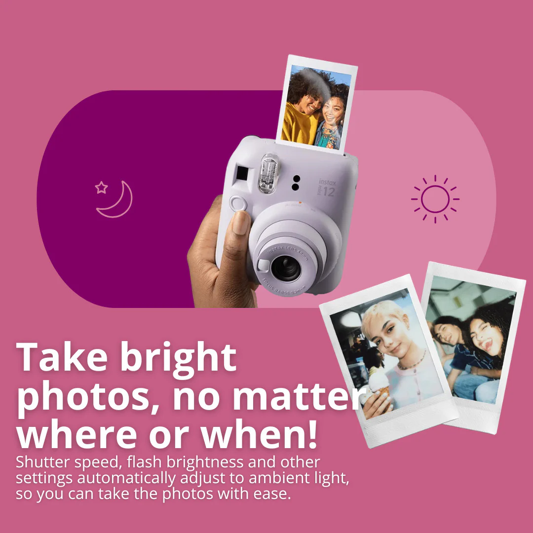 Fujifilm Instax Mini 12 with 60mm Lens (Lilac Purple) Bundle - Image 3