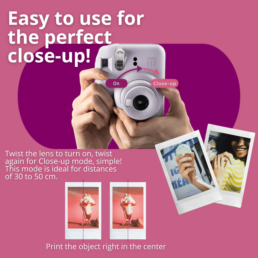 Fujifilm Instax Mini 12 with 60mm Lens (Lilac Purple) Bundle - Image 4