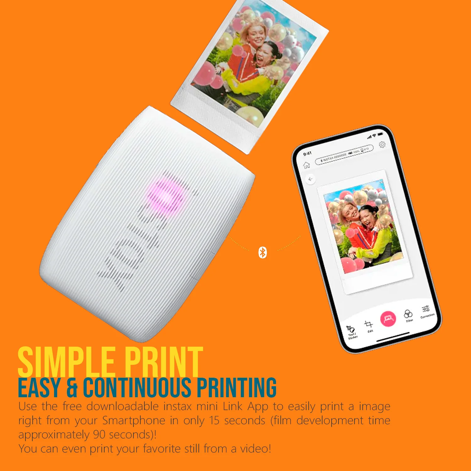 Fujifilm Instax Mini Link 3 Compact Smartphone Printer (Clay White) with Focus Camera Kit Bundle - Image 3