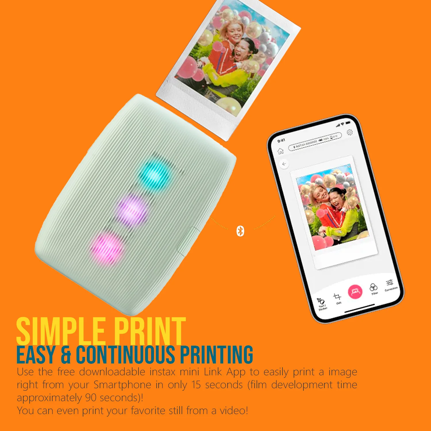 Fujifilm Instax Mini Link 3 Compact Smartphone Printer (Sage Green) with Focus Camera Kit Bundle - Image 3
