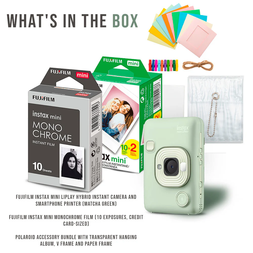 Fujifilm Instax Mini LiPlay Hybrid Instant Camera and Smartphone Printer (Matcha Green) Bundle - Image 5