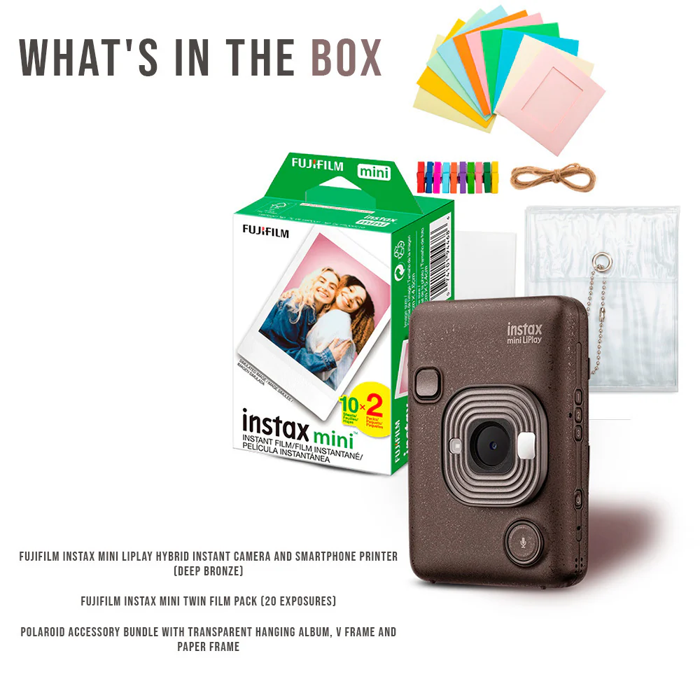 Fujifilm Instax Mini LiPlay Hybrid Instant Camera and Smartphone Printer (Deep Bronze) Bundle - Image 7