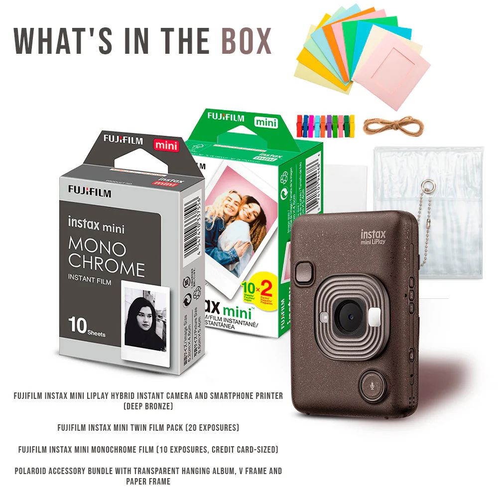 Fujifilm Instax Mini LiPlay Hybrid Instant Camera and Smartphone Printer (Deep Bronze) Bundle - Image 5