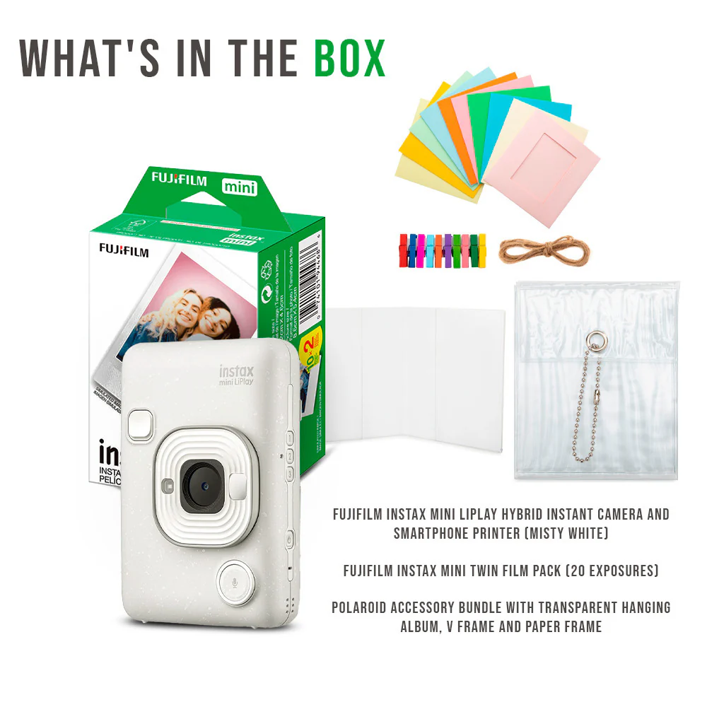Fujifilm Instax Mini LiPlay Hybrid Instant Camera and Smartphone Printer (Misty White) Bundle - Image 7