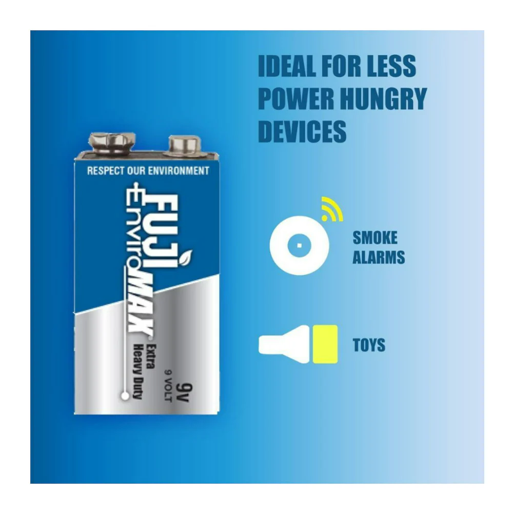 Fuji EnviroMax 9 Volt Extra Heavy Duty Battery for Clocks, Remotes, LED Headlamps and Flashlights - Image 3