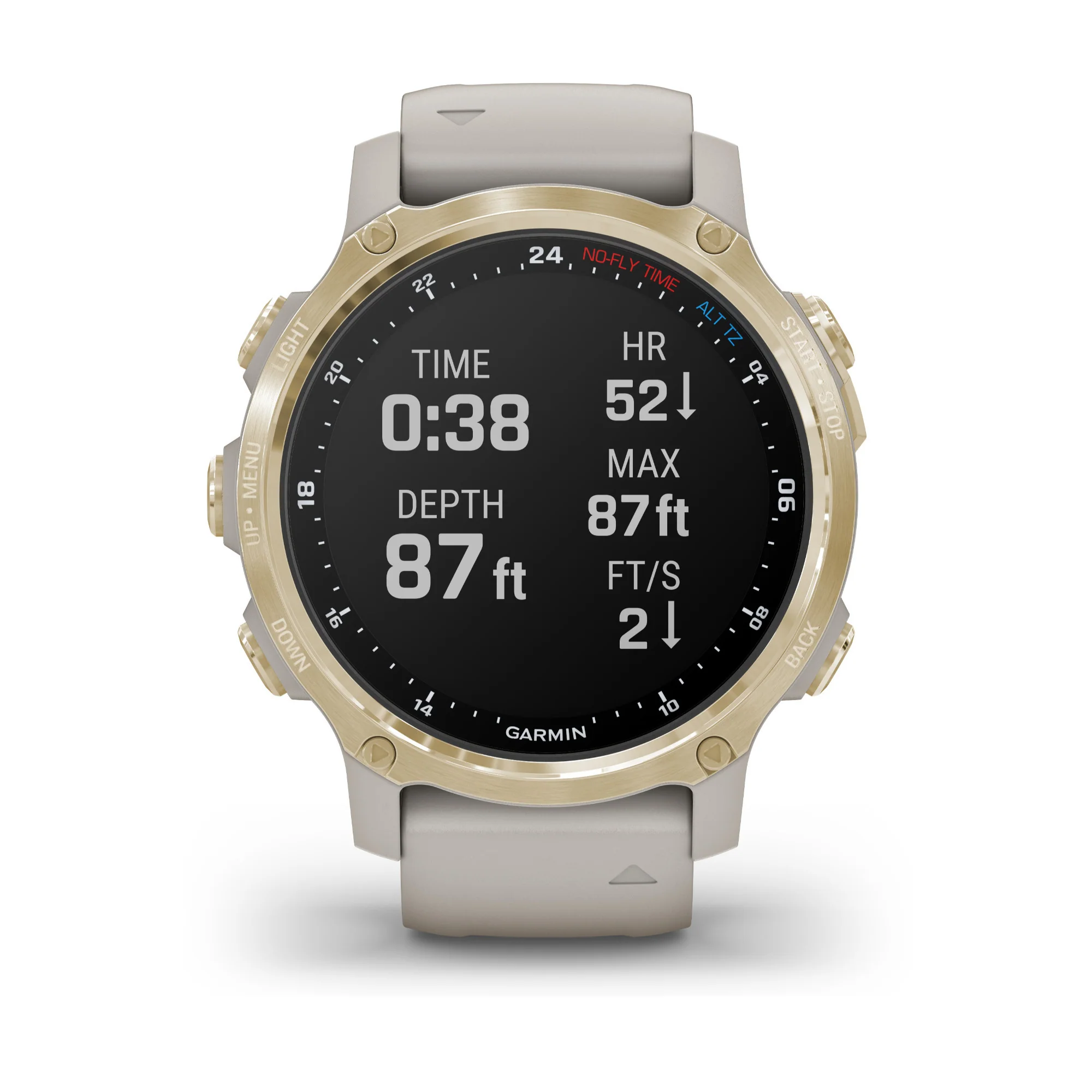Descent Mk2S GPS Diving Smartwatch (43mm, Light Gold/Light Sand Silicone Band) - Image 2