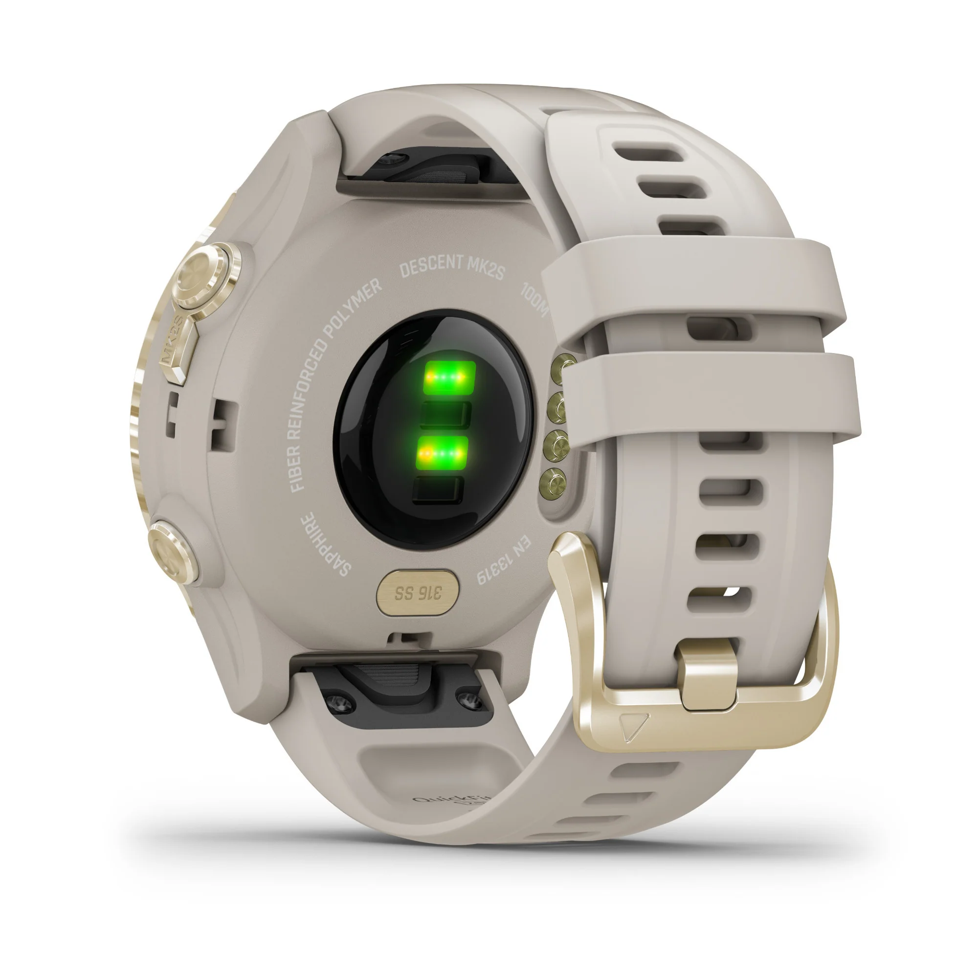 Descent Mk2S GPS Diving Smartwatch (43mm, Light Gold/Light Sand Silicone Band) - Image 6