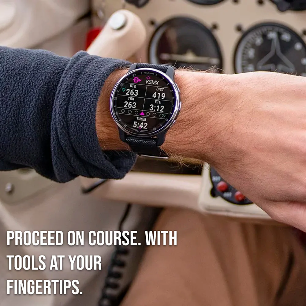 Garmin D2 Air X10 Touchscreen Aviator Smartwatch with Fitness Features (Silver-Ivory) Bundle - Image 4