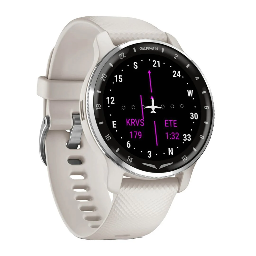 Garmin D2 Air X10 Touchscreen Aviator Smartwatch with Health and Fitness Features (Silver-Ivory) - Image 2
