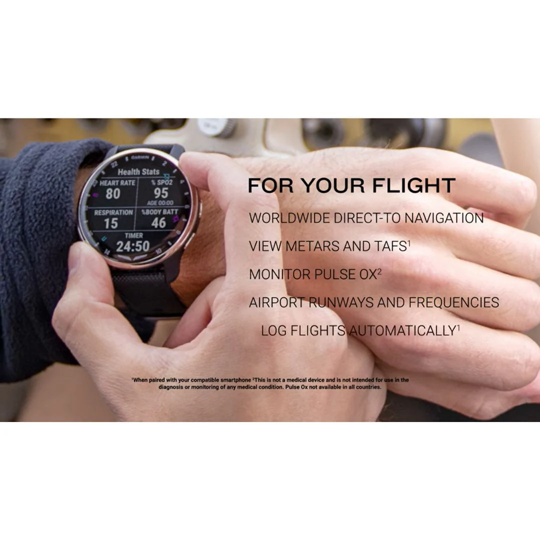 Garmin D2 Air X10 Touchscreen Aviator Smartwatch with Health and Fitness Features (Black-Silver) - Image 6